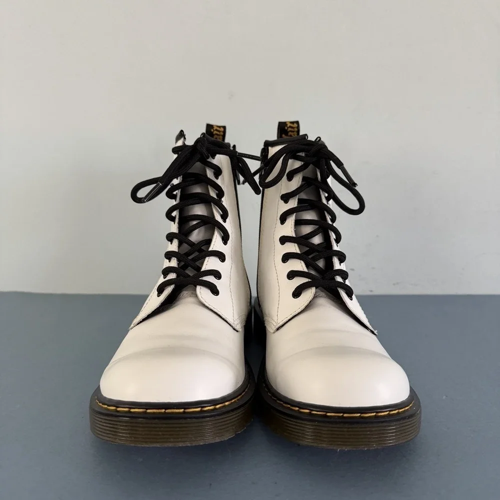 Dr. Martens 1460 Boots White Leather 8 Eye‎ Lace Up Combat Shoes